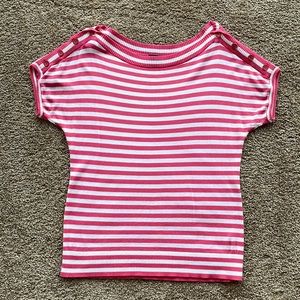 Talbots salmon pink and white striped sweater